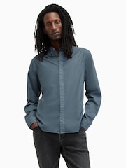 AllSaints Blue Hawthorne Long Sleeve Shirt - Image 5 of 7