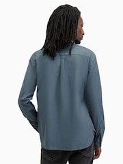 AllSaints Blue Hawthorne Long Sleeve Shirt - Image 6 of 7