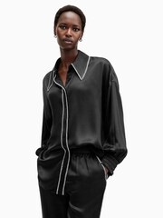 AllSaints Black Charli Stitch Shirt - Image 1 of 7