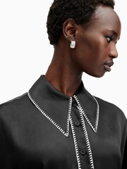 AllSaints Black Charli Stitch Shirt - Image 2 of 7