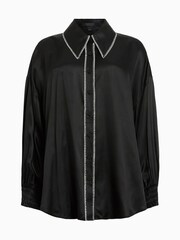 AllSaints Black Charli Stitch Shirt - Image 7 of 7