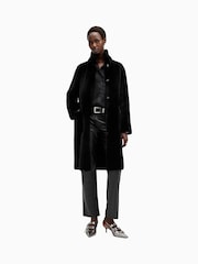 AllSaints Black Serra Reversible Shearling Coat - Image 1 of 9