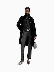 AllSaints Black Serra Reversible Shearling Coat - Image 4 of 9