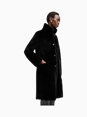 AllSaints Black Serra Reversible Shearling Coat - Image 5 of 9