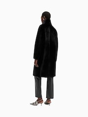 AllSaints Black Serra Reversible Shearling Coat - Image 8 of 9