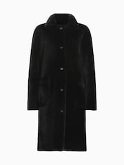 AllSaints Black Serra Reversible Shearling Coat - Image 9 of 9