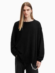 AllSaints Black 100% Cotton Sears Crew T-Shirt - Image 1 of 6
