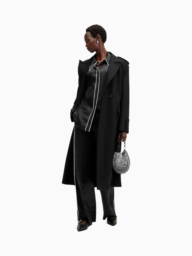 AllSaints Black Charli Stch Trousers - Image 1 of 9