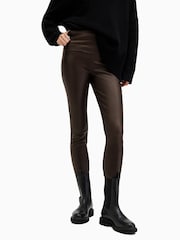 AllSaints Red Cora Leather Leggings - Image 2 of 6