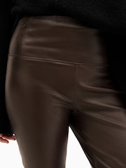 AllSaints Red Cora Leather Leggings - Image 3 of 6