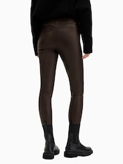 AllSaints Red Cora Leather Leggings - Image 4 of 6