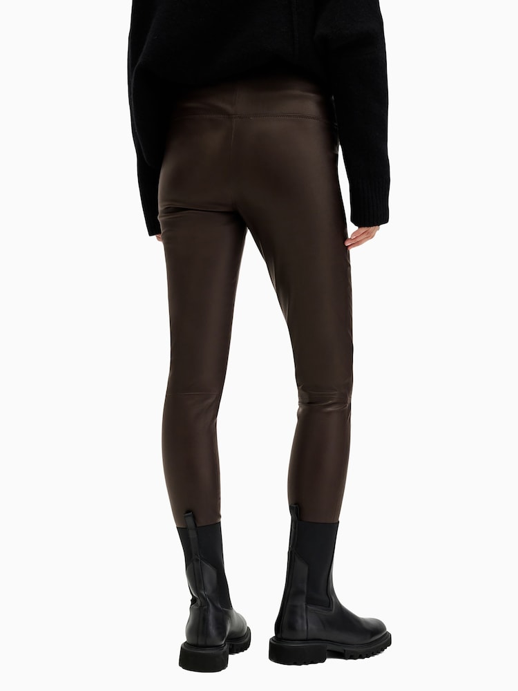 AllSaints Red Cora Leather Leggings - Image 4 of 6