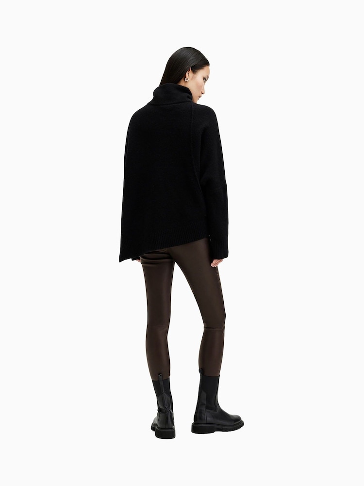 AllSaints Red Cora Leather Leggings - Image 5 of 6