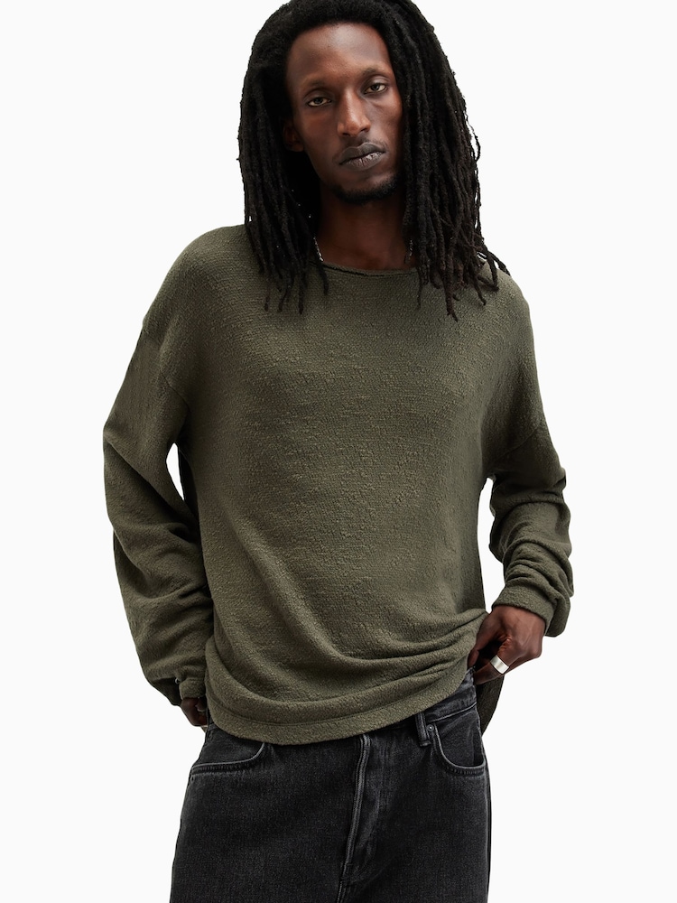 AllSaints Green 100% Cotton Sears Crew T-Shirt - Image 1 of 9