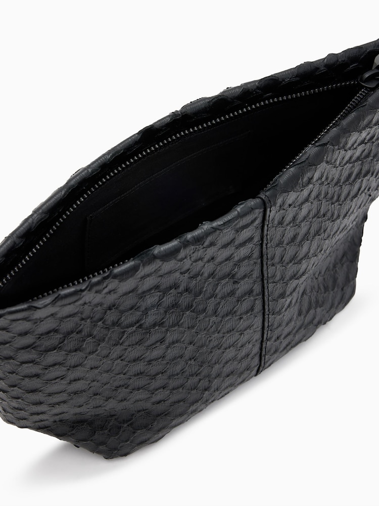 AllSaints Black Hex E/W Snake Pouch - Image 2 of 6