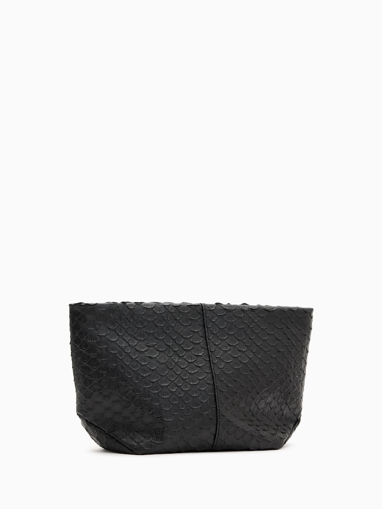 AllSaints Black Hex E/W Snake Pouch - Image 6 of 6
