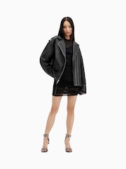 AllSaints Black Daylen Biker Jacket - Image 6 of 9