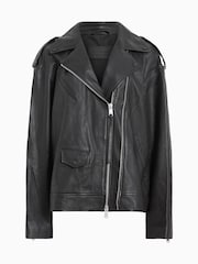AllSaints Black Daylen Biker Jacket - Image 9 of 9