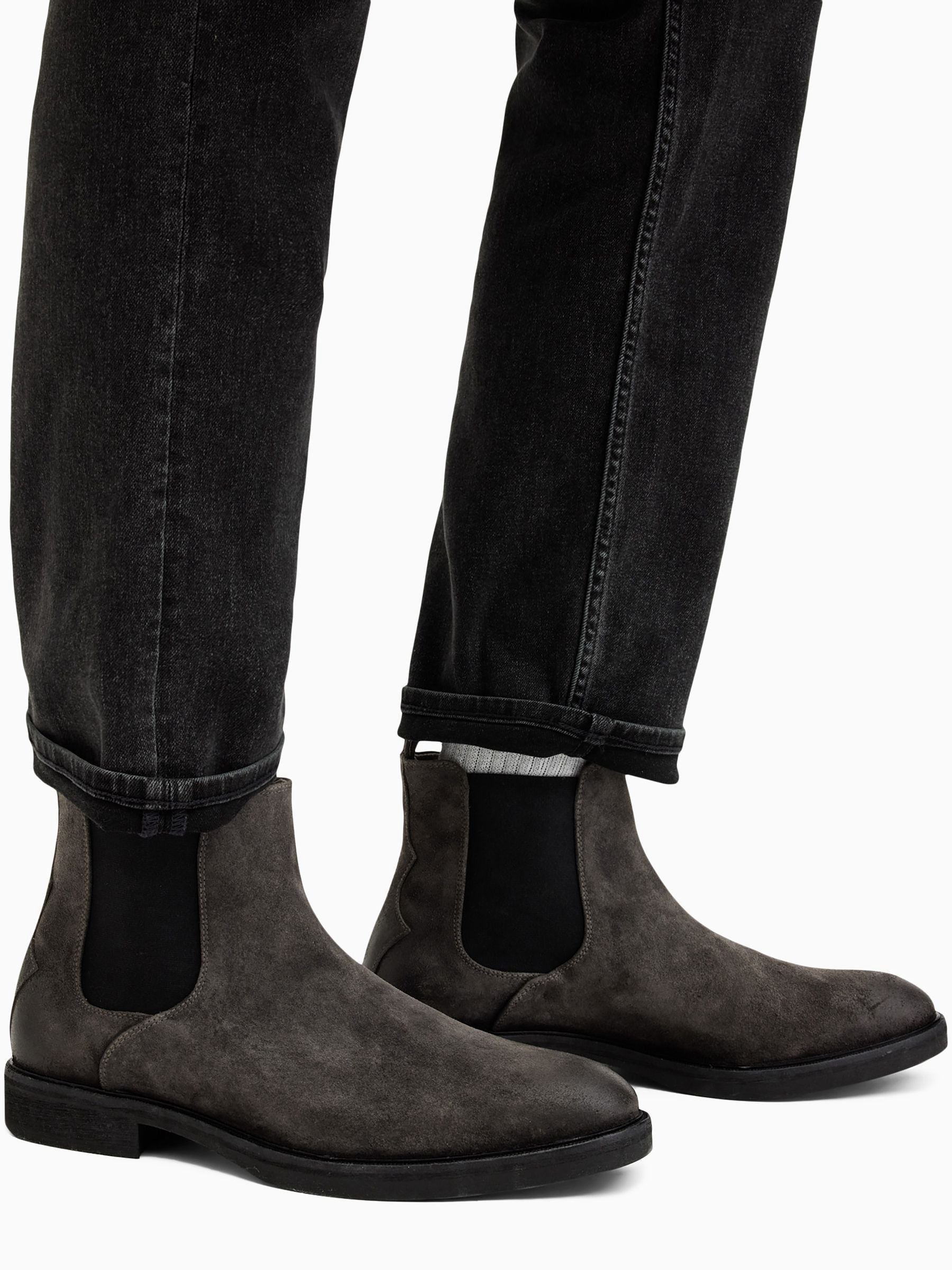 Buy AllSaints Grey Creed Suede Boots from Next USA