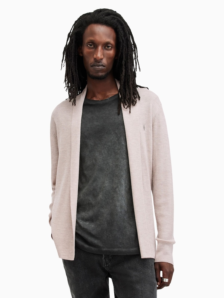 AllSaints Brown Mode Merino Open Cardigan - Image 1 of 5