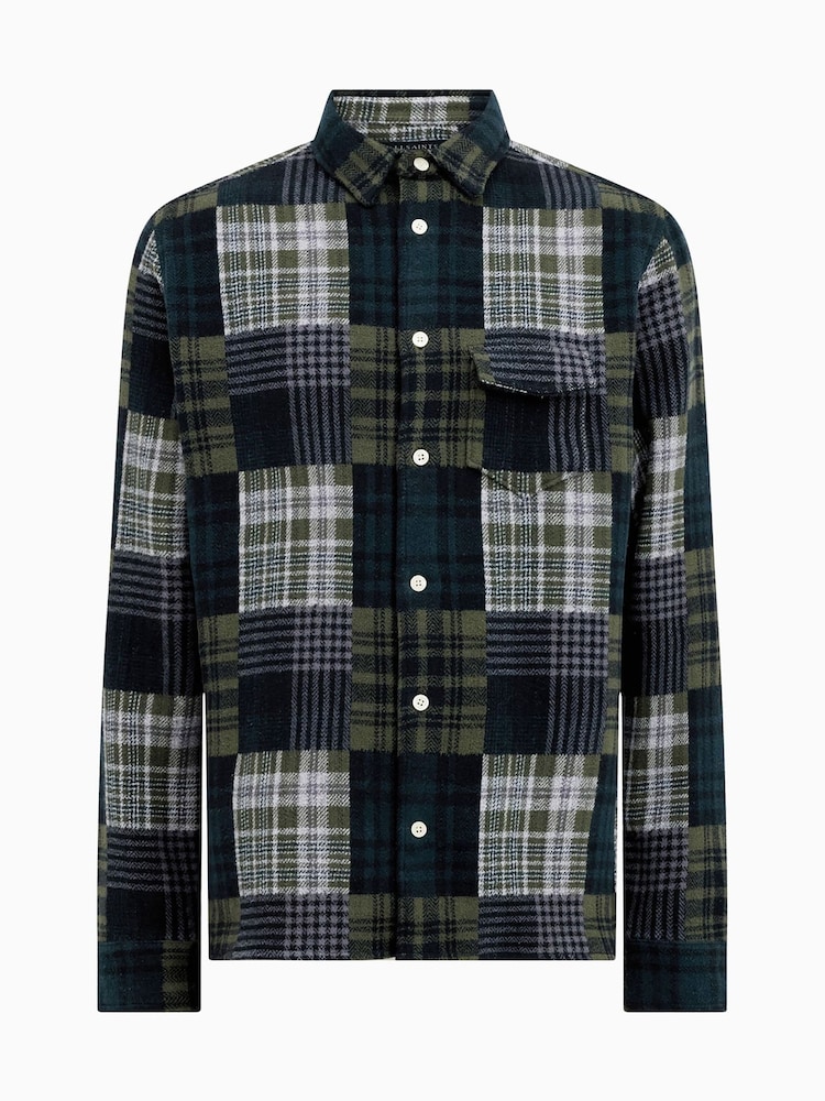 AllSaints Green 100% Cotton Hopton Shirt - Image 9 of 9