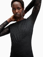 AllSaints Black Edana Lace Dress - Image 2 of 7