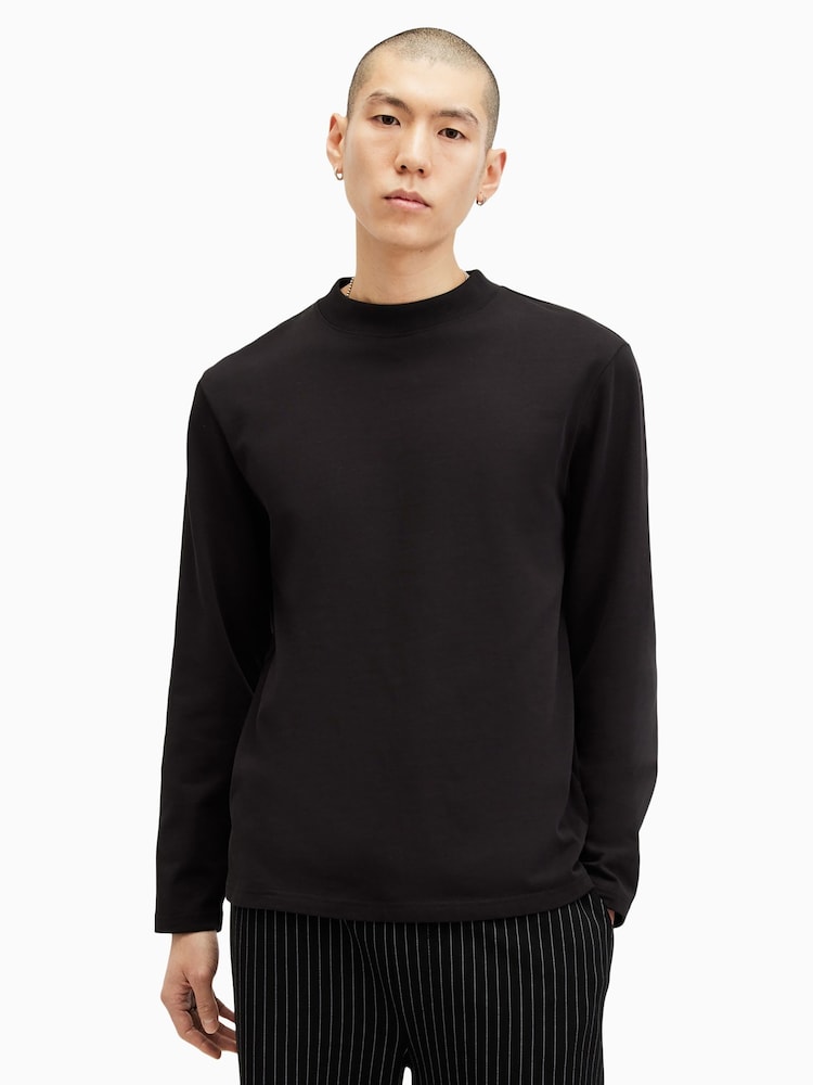 AllSaints Black Nero Long Sleeve Crew T-Shirt - Image 1 of 8
