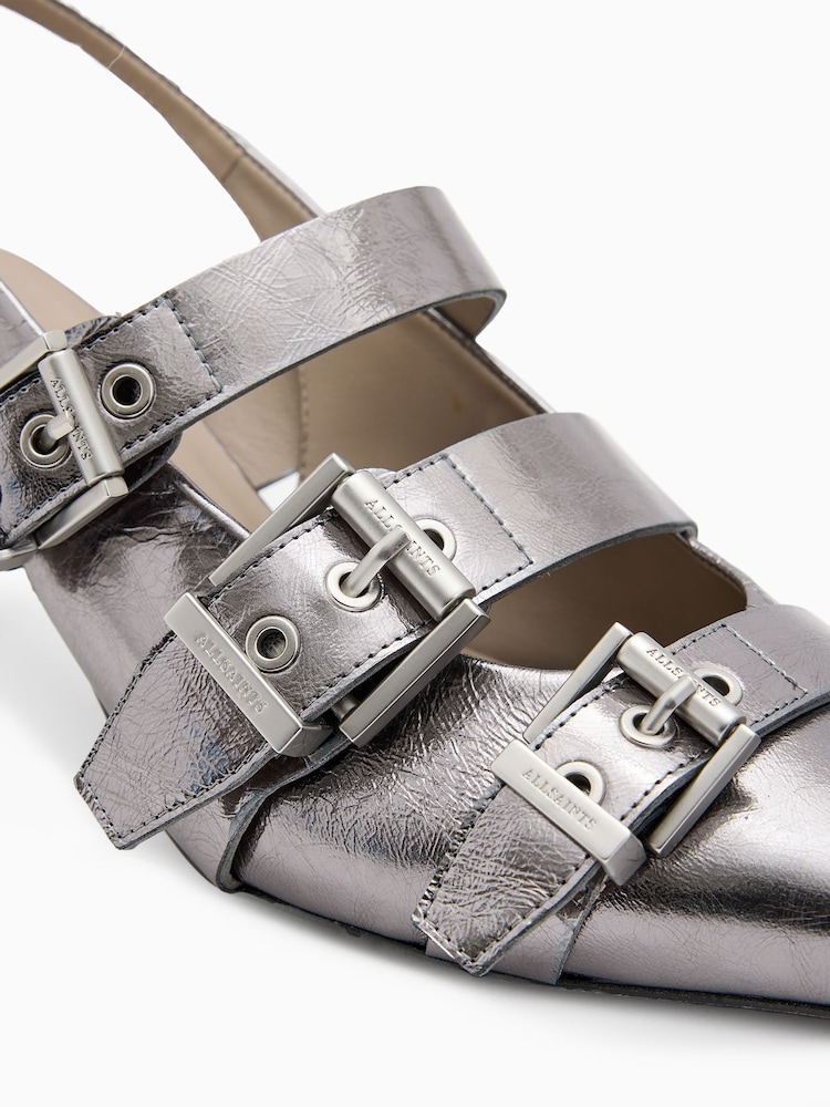 AllSaints Grey Grace Buckle Heels - Image 4 of 5