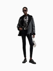 AllSaints Black Sola Shearling Jacket - Image 5 of 9