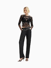 AllSaints Black Greta Embroidery Top - Image 6 of 8