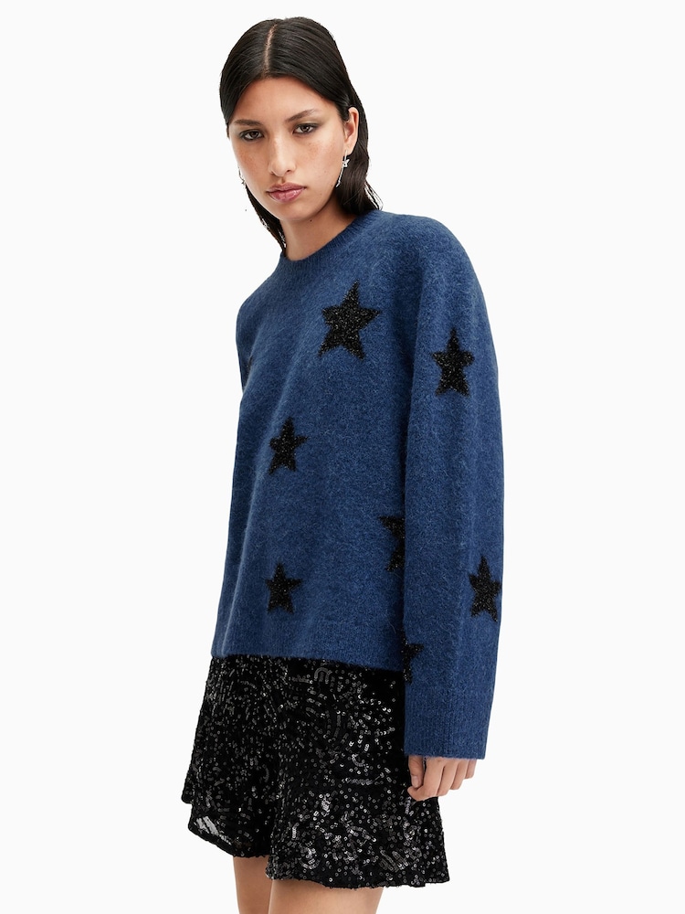 AllSaints Blue Starlet Jumper - Image 2 of 6