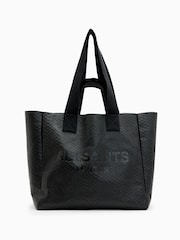 AllSaints Black Izzy E/W Snake Print Tote Bag - Image 1 of 5