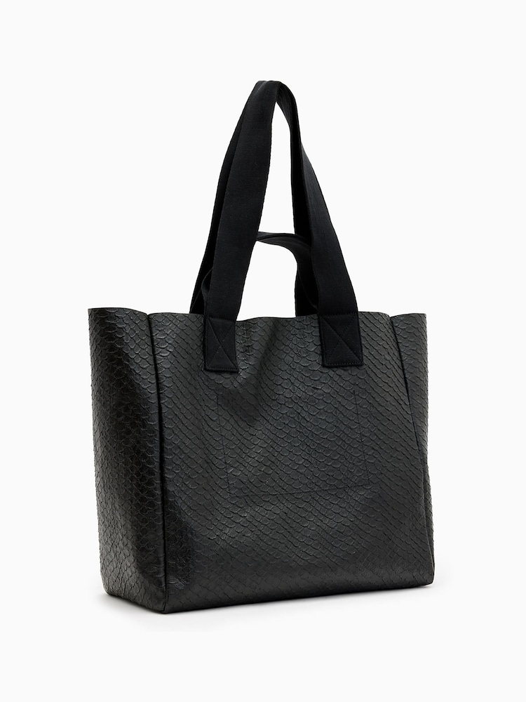 AllSaints Black Izzy E/W Snake Print Tote Bag - Image 5 of 5