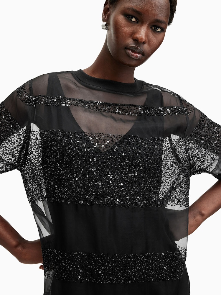 AllSaints Black Izabela Maxi Dress - Image 2 of 7