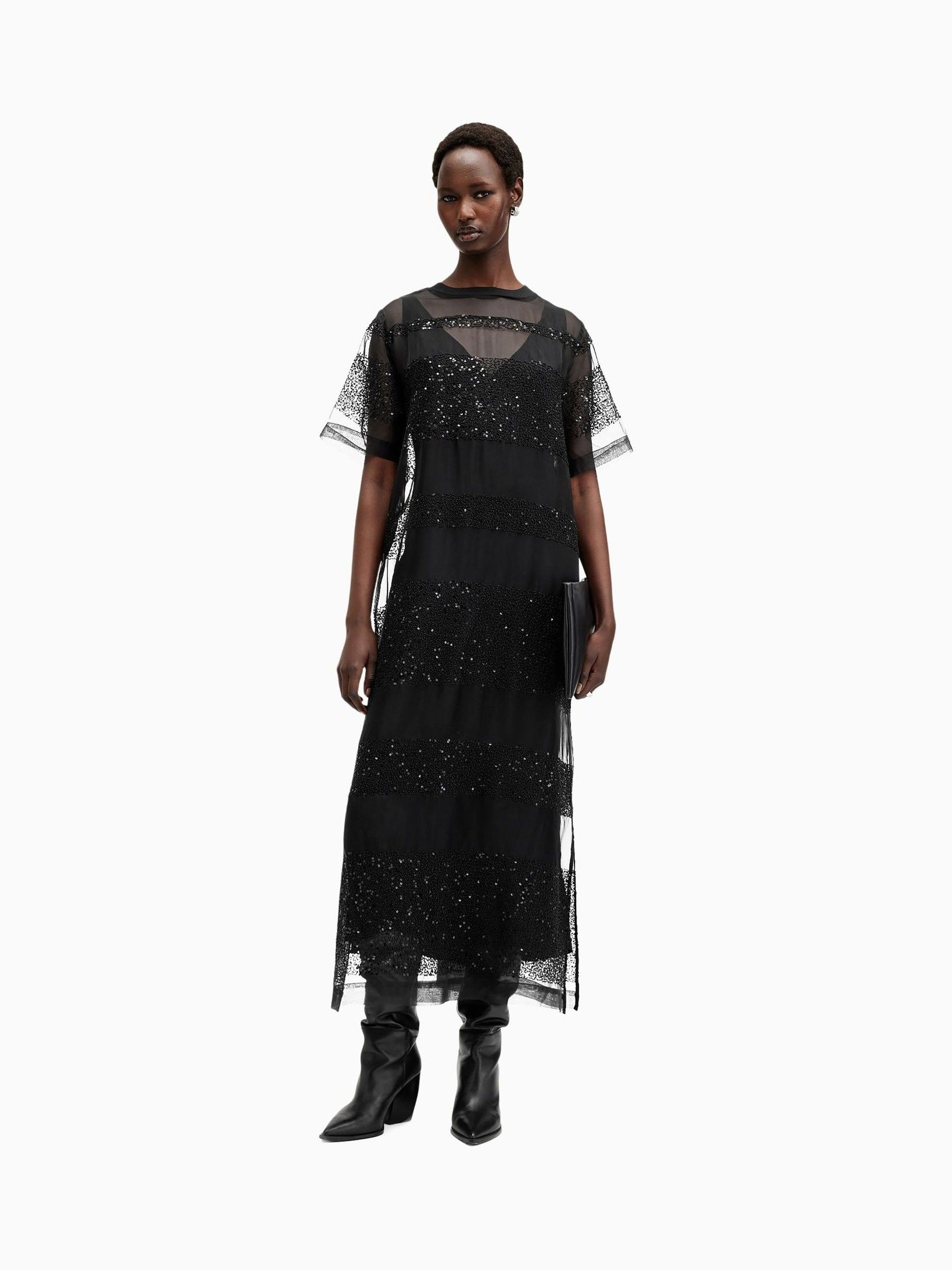 izabela embellished mesh mini dress Buy AllSaints Black Izabela Maxi Dress from Next USA