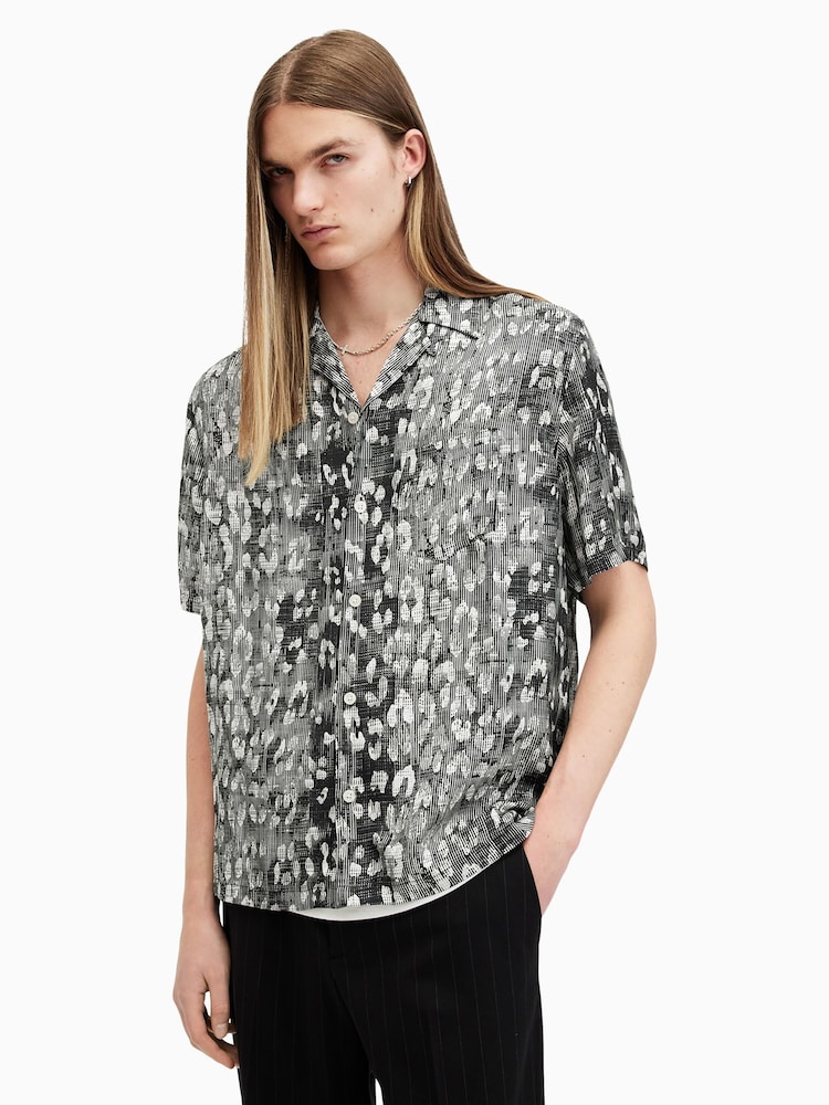 AllSaints Black Oscillation Shirt - Image 1 of 7 AllSaints Black Oscillation Shirt - Image 1 of 7