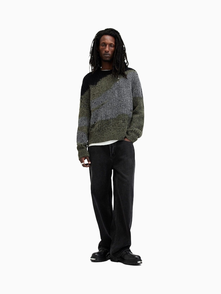AllSaints Black Sur Crew Neck Jumper - Image 5 of 9