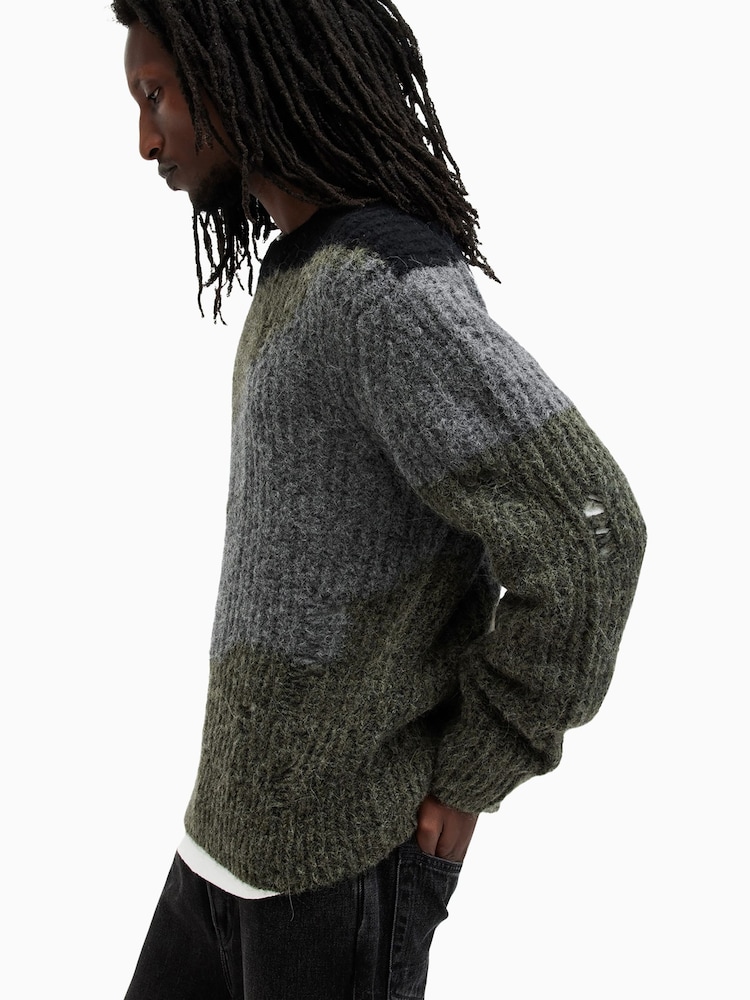 AllSaints Black Sur Crew Neck Jumper - Image 6 of 9