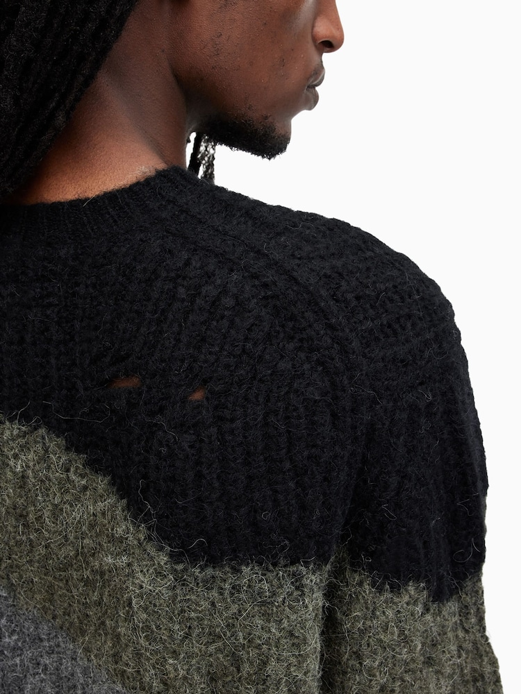 AllSaints Black Sur Crew Neck Jumper - Image 7 of 9