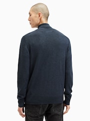 AllSaints Blue Kilburn Quarter Zip Funnel Jumper - Image 2 of 8
