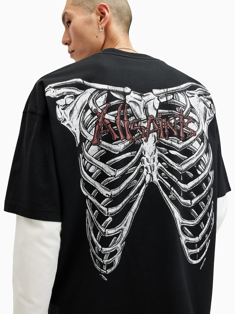 AllSaints Black Sternum Short Sleeve Crew T-Shirt - Image 2 of 8