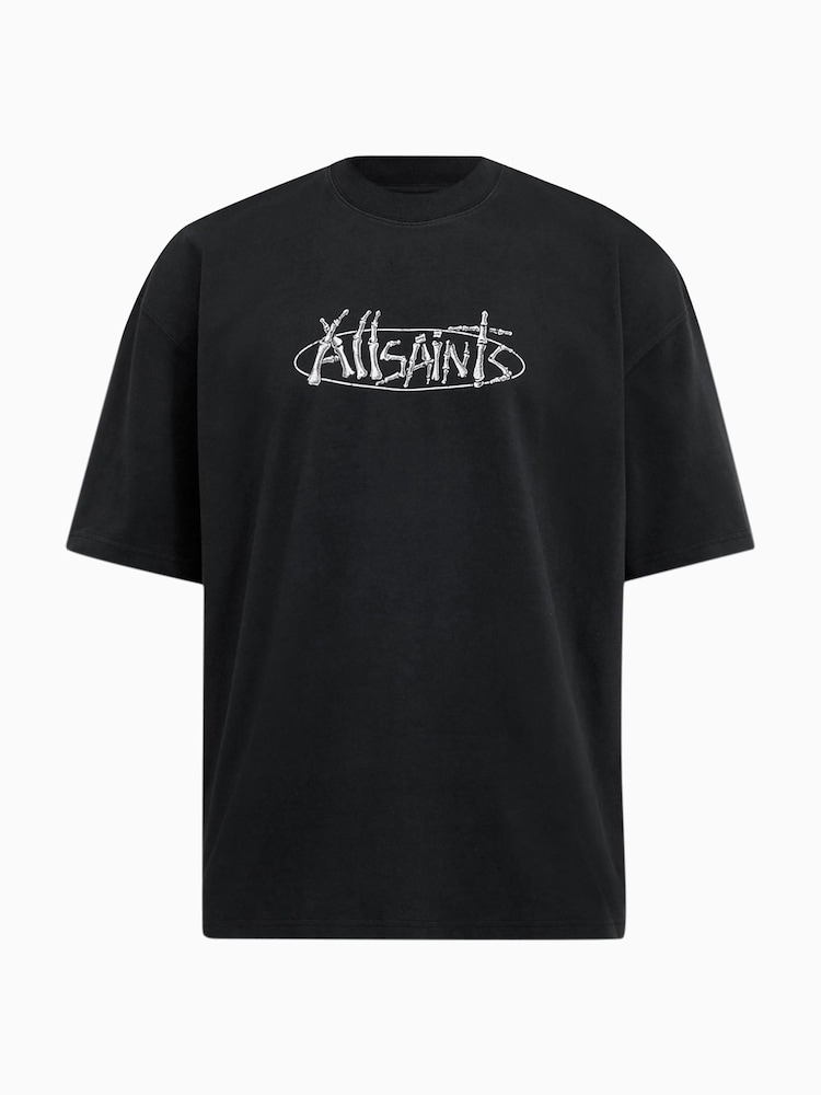 AllSaints Black Sternum Short Sleeve Crew T-Shirt - Image 8 of 8