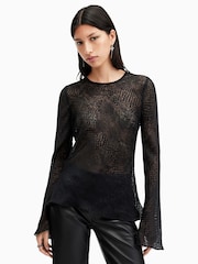 AllSaints Black Jada Top - Image 3 of 7