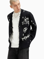 AllSaints Black Koto 100% Organic Cotton Cardigan - Image 1 of 10