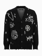 AllSaints Black Koto 100% Organic Cotton Cardigan - Image 10 of 10