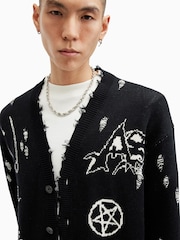 AllSaints Black Koto 100% Organic Cotton Cardigan - Image 2 of 10