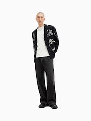 AllSaints Black Koto 100% Organic Cotton Cardigan - Image 3 of 10