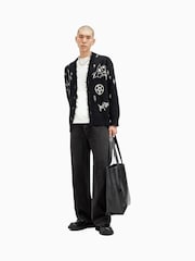 AllSaints Black Koto 100% Organic Cotton Cardigan - Image 5 of 10