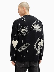 AllSaints Black Koto 100% Organic Cotton Cardigan - Image 9 of 10