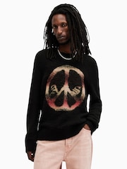 AllSaints Black Peace Crew Neck Jumper - Image 1 of 6